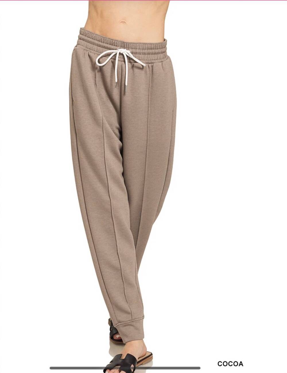 NEW ZENANA pintuck scuba joggers in cocoa